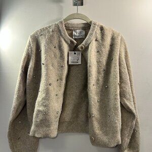 Zara Girls Embellished Rhindstone Button-Up Cardigan Size 13-14